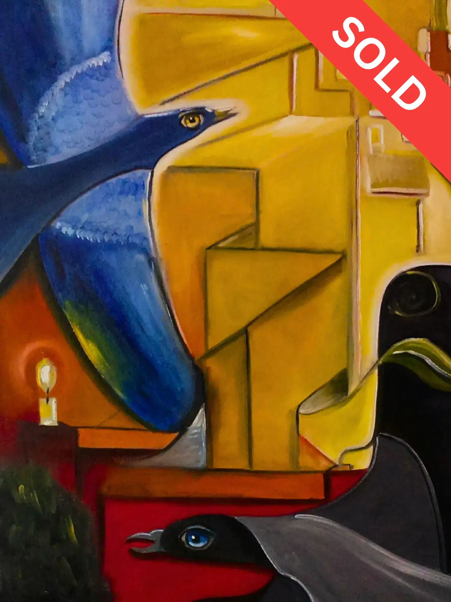 Abstract Birds: Original oil painting by John Richard Hewitt