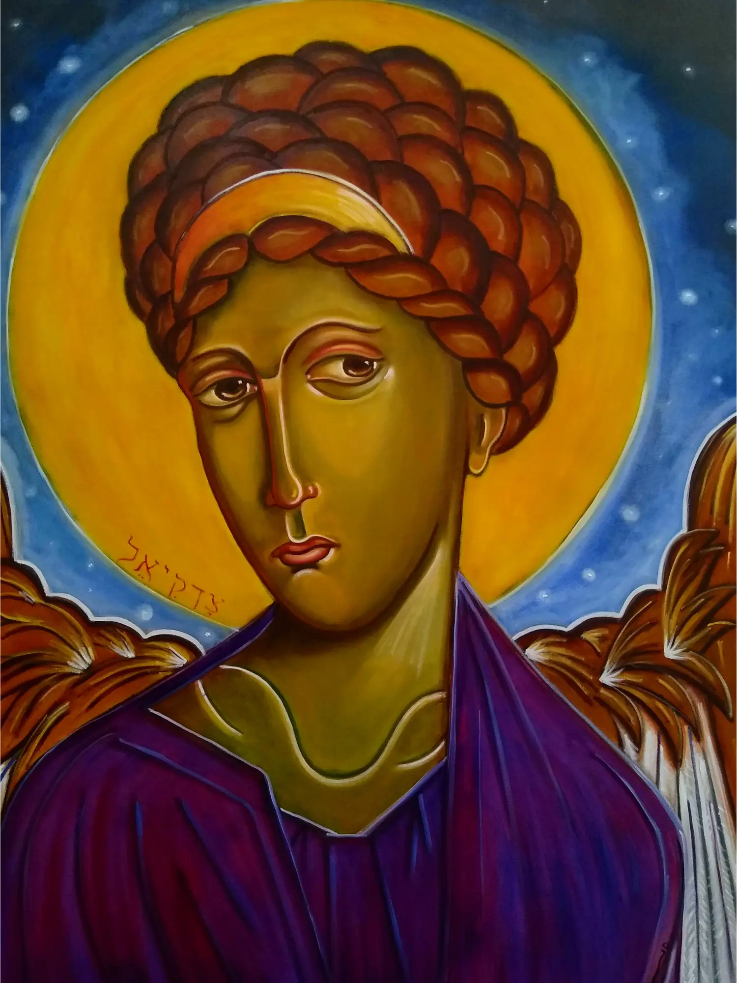 Archangel Zadkiel: Original oil painting by John Richard Hewitt using orthodox icon techniques.