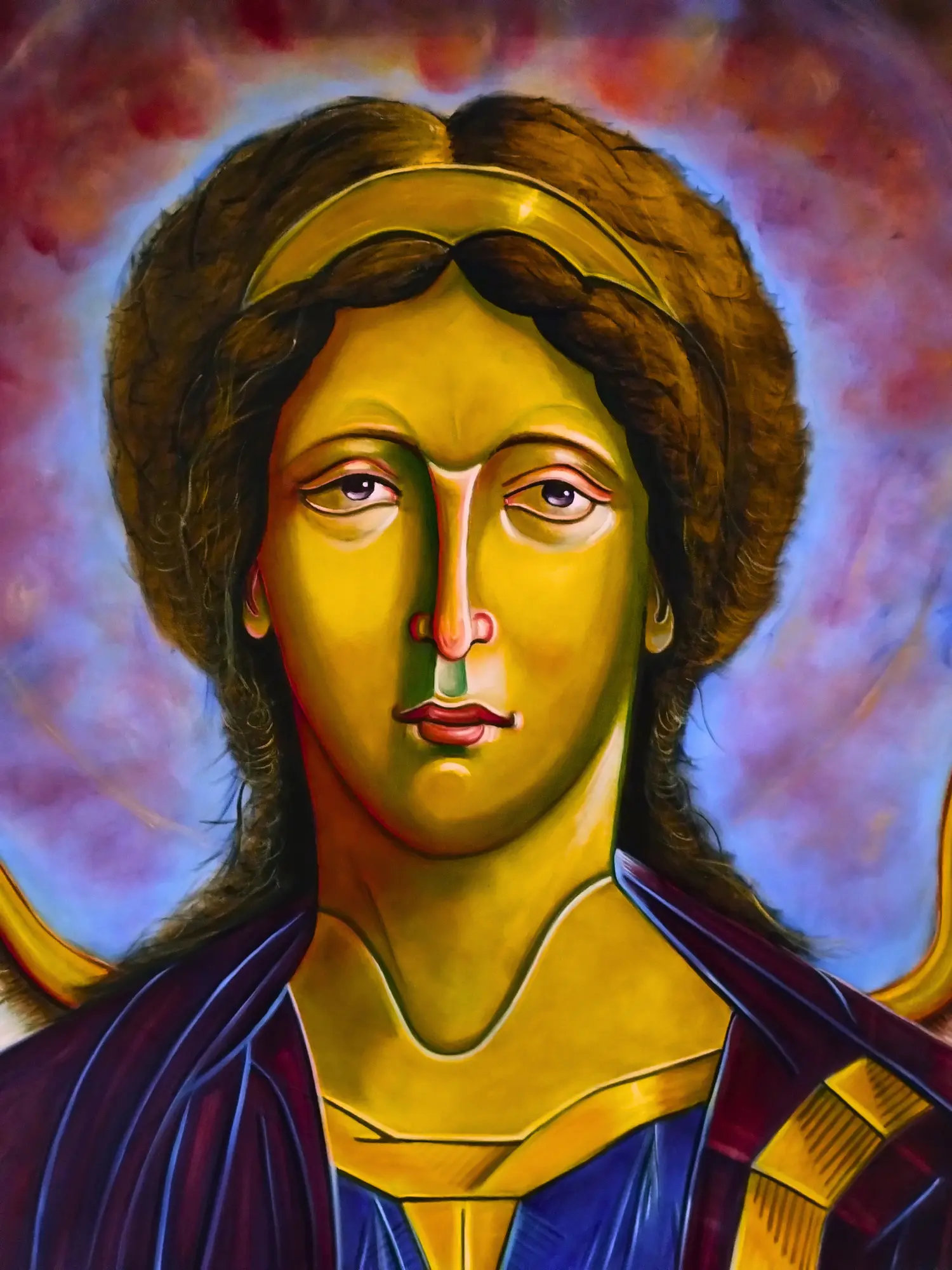 The Archangel Zadkiel: Original large orthodox style oil painting by John Richard Hewitt